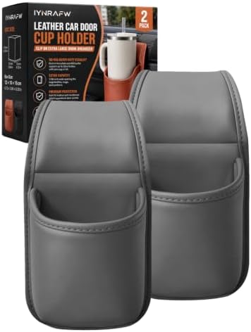 Leather Car Door Cup Holder Clip on Extra Large Drink Organizer 2 Pack by Unknown