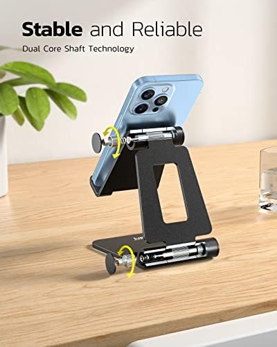 Nulaxy Full Aluminum Dual Folding Cell Phone Stand for Desk, Black - Image 4