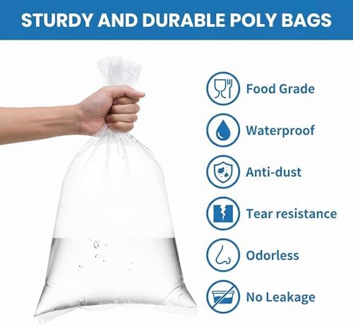 RAINFLOW 25 Pack Clear Plastic Flat Open Poly Bags 18 x 24 Inch - Image 3