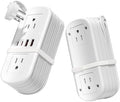 8 in 1 Travel Power Strip 4 Outlets with 4.9FT Extension Cord, Flat Plug Power Strip with 2 USB-A & 2 USB-C Ports for multiple devices for Travel/Dorm/Office, Travel Essentials Charging Station by POANES