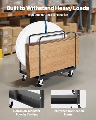VEVOR Steel Panel Truck, 1500 LBS Panel Dolly Cart with 5" Swivel Casters and 36.02" x 24.02" Deck, Heavy-Duty Drywall Sheet Cart, Handling Wall Panel, Sheetrock, Lumber for Garage, Home, Warehouse - Image 5