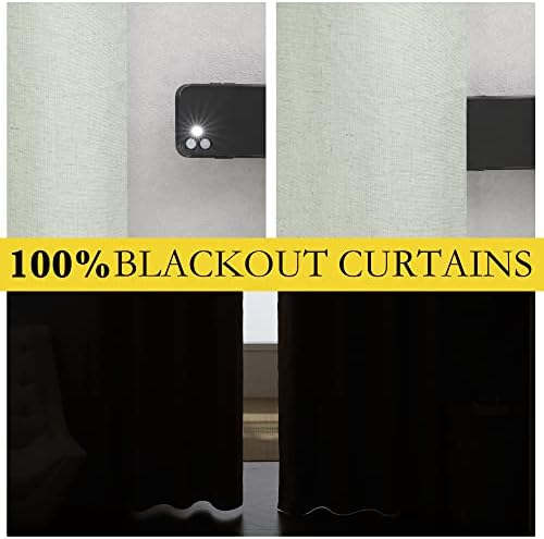 NICETOWN Green Living Room 100% Blackout Linen Sliding Door Curtain - Image 2