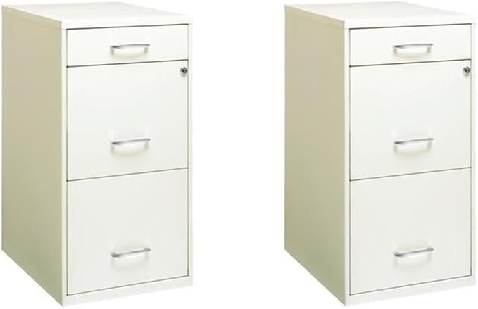 Scranton & Co Set of 2 18" D 3-Drawer Metal Filing Cabinet by Unknown
