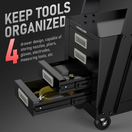YESWELDER 2-Tier Welding Cart with 4 Drawers and Dual Cylinder Slots - Image 5
