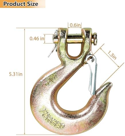 3/8" Chain Hooks, 6‑Pack Heavy Duty Clevis Slip Hook for Trailers - Image 2
