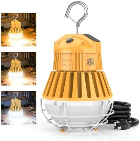 LED Temporary Work Light 100W 80W 60W Adjustable, Linkable Construction Lights 4500K 5000K 5700K Tunable, 14000LM ETL Portable Hanging Work Lighting Workshop Jobsite Light Outdoor by NUOGUAN