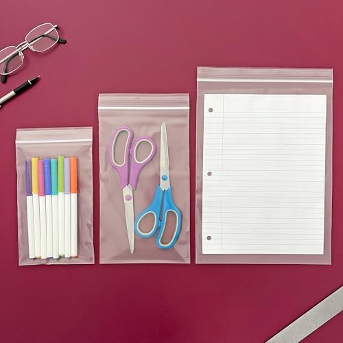 Plymor 5" x 8" (100), 6" x 10" (100), 9" x 12" (100), 4 Mil Variety Pack Heavy Duty Zipper Reclosable Plastic Bags - Image 3