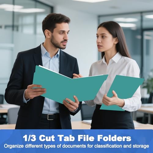 File Folder, HERKKA 30 Pack 1/3 Cut Tab File Folders, File Folders Great for Organizing and Filing, Letter Size, Turquoise - Image 7