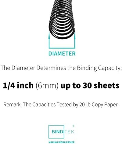 Binditek Plastic Spiral Binding Coils, 6 mm, 4:1 Pitch, Black, 100 Pack - Image 2