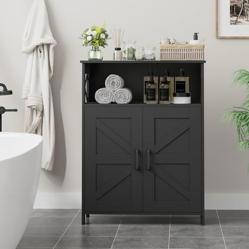 Homhedy Farmhouse Bathroom Storage Cabinet with Doors, Small Floor Cabinet - Image 2