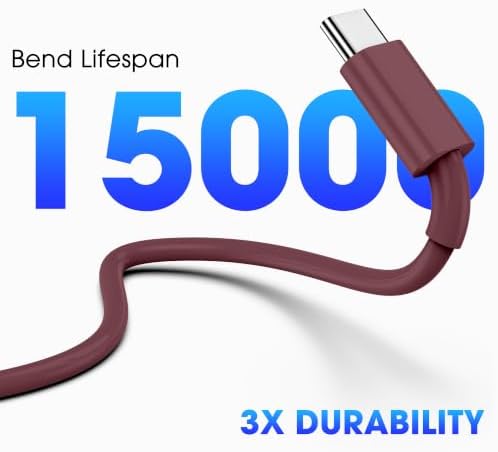 iPhone 18 Pro Max USB C to USB C Fast Charging Cable, Burgundy Red, 6FT - Image 5