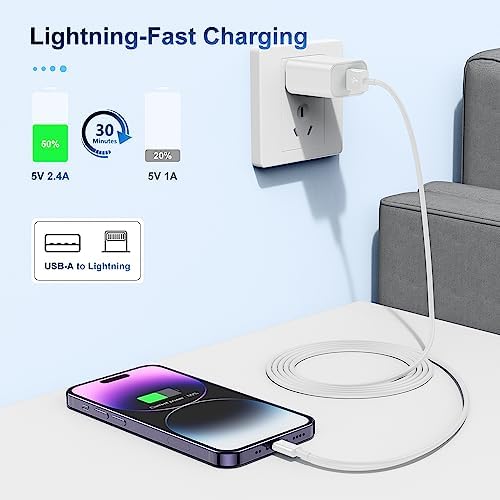 3 Pack Apple MFi Certified Short iPhone Charger Cable 1Ft, Apple Lightning to USB Cable Cord 1 Foot, 2.4A Fast Charging, Apple Phone Chargers for iPhone 14/13/12/11/11Pro/11Max/ X/XS/XR/XS Max/8/7/6 - Image 4