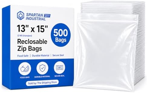 13” X 15” (500 Count) 2 Mil Clear Reclosable Zip Plastic Poly Bags by SpartanIndustrial