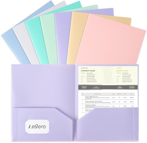 Aegero Plastic Folders with Pockets (7 Pack, Sweet Colors) by Unknown