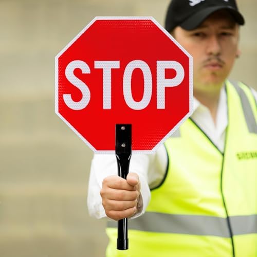 T&R (2 Pack) Stop Slow Sign with Handle, 13 x 13 Inches Double Sided Stop/Slow Traffic Sign, Rust Free Aluminum Reflective, Weather Resistant, Waterproof, Fade Resistant, Easy to Mount(Orange) - Image 6