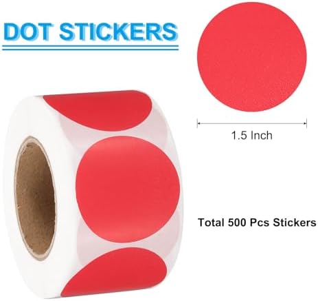 PATIKIL 1.5in Thermal Label Stickers,500Pcs Thermal Sticker,Red - Image 2