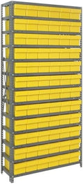Quantum Storage Systems 1875-602YL Solid Heavy Duty 13 Shelves 72 Super Tuff Euro Yellow Bins 75" H x 36" W x 18" D by QuantumStorageSystems