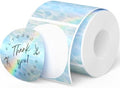 2-Inch Round Holographic Thermal Sticker Labels, with Rainbow Wave and Glitter Deign, for Every Tags, Custom DIY Logo Deign, Waterproof and Tear-Resistant, No Residue Removable, Ocean Light Blue by FLYQGGO
