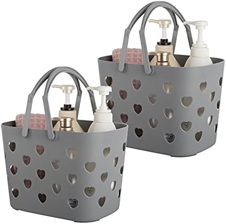 Portable Shower Caddy with Handle Plastic Shower Basket, 2 Pack, Grey by Anyoifax
