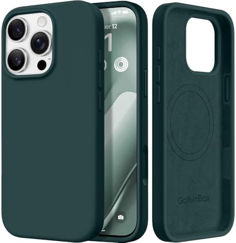 GolbinBox Magnetic for iPhone 16 Pro Case, Silicone Cover, Olive Green by GolbinBox