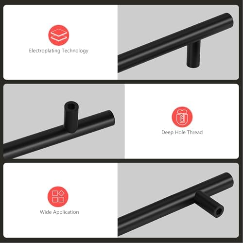 homdiy Black Cabinet Handles 10Pack 6-1/4inch Hole Center Kitchen Drawer Pulls and Knobs Stainless Steel Cabinet Hardware for Bathroom, Cupboard - Image 7