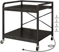 METYERRY Under Desk Printer Stand with Power Outlet, Adjustable Shelf,Black by METYERRY