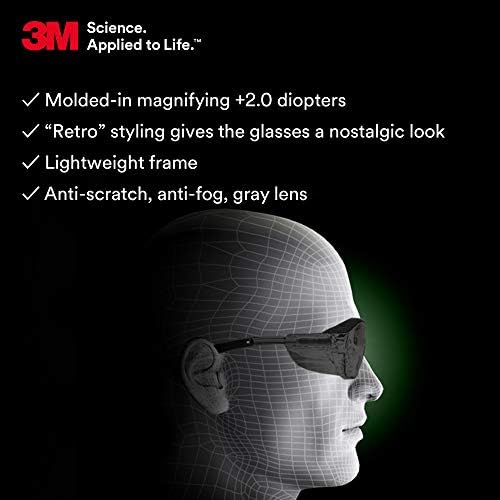 3M Safety Glasses, Nuvo Readers, +2.0, Gray Lens, Gray Frame - Image 4
