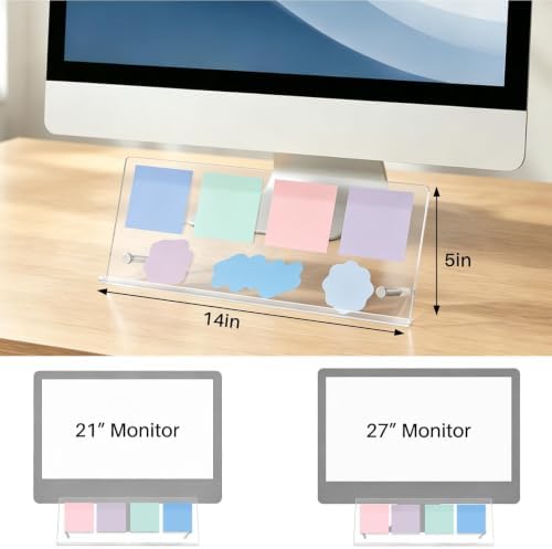Monitor Memo Board Holder 14"x5", Office Organization Memo Holders for Computer Sticky Note Holder, Space-Saving Under Monitor, Movable & Reusable, Screen Saver for Office & Home Desktop Decor - Image 5