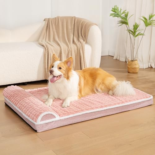 Orthopedic Large Dog Bed Pillow Pet Sofa Bed 48''X30'' Pink - Image 2