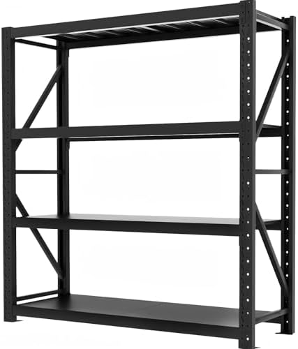 3000LBS Heavy Duty Storage Shelves,Adjustable Metal Garage Shelving Units, Industrial Shelving for Warehouse & Commercial Storage (Black, W57*D23.6*H73.2) by Unknown