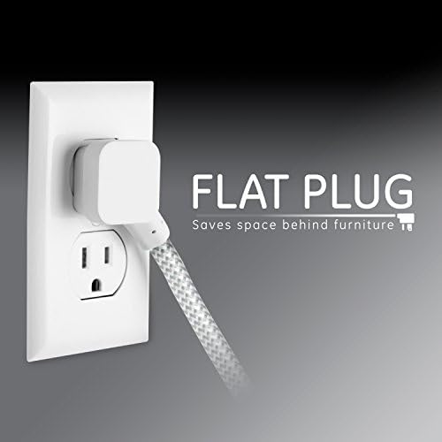 GE 3-Outlet Power Strip Braided Extension Cord with Multiple Outlets Grounded Flat Plug ETL Listed White 40530, 15 Ft (Pack of 12) - Image 5