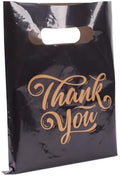 ysmile Thank You Plastic Merchandise Bag for Small Business, Plastic Shopping Bag with Handle Die Cut in Bulk Extra Thick 2.5 mil 100 ct from 7.8"x11.8" - Black by ysmile