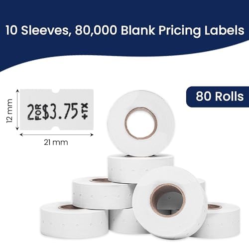 Perco 1 Line White Labels - 80,000 Blank Price and Date Gun Labels for Perco Lite, X, Plus and Pro 1 Line Price and Date Guns- 80 Rolls, 10 Sleeves - Made in USA - Image 3