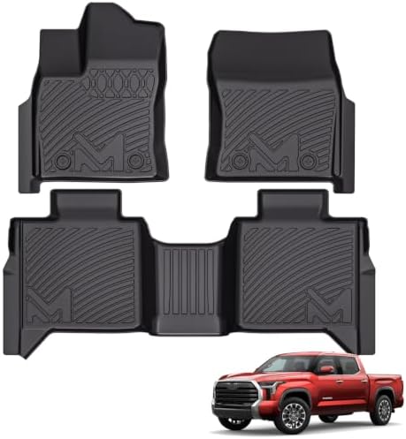 TPE Automotive Floor Mats Custom for 2022-2026 Toyota Tundra (Only for CrewMax Cab), All Weather Cover Protection Waterproof Black Floor Liner Front & Rear Row Full Set Car Mats, 3PCS by CMVTAuto