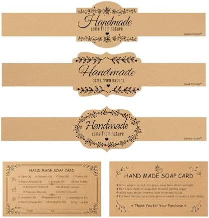 Brown Kraft Soap Labels 120pcs, Handmade Soap Wrap Tags by SMARSTICKER
