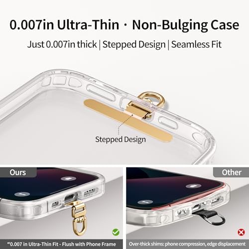 saxsion Phone Tether Tab & Lanyard Tab, 360° Swivel Clip - Ultra Thin Stainless Steel Universal Patch for All Phone Cases - Image 3
