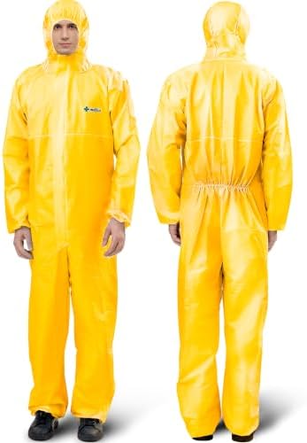 Medtecs Hazmat Suits - 6 Sizes Options - Disposable Coveralls Suit, Medical Protective Coverall PPE Hazmat Suits by MedtecsGroup