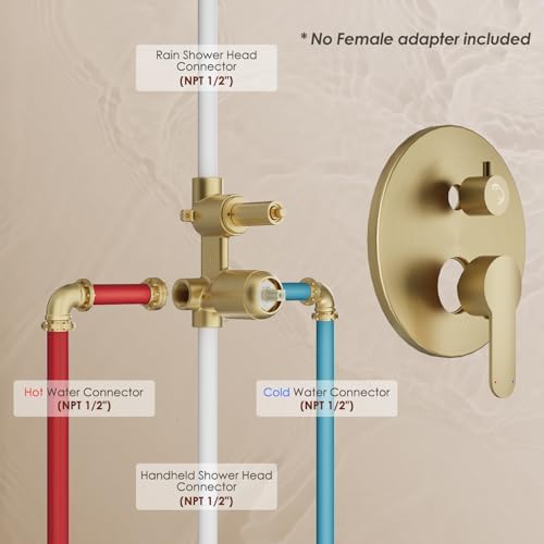 Brushed Gold Shower System with 8"Shower Head and Filtered Handheld - Image 7