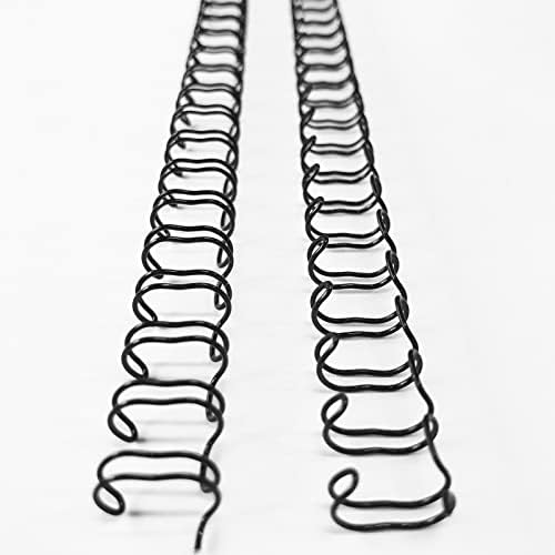 Binditek 100 Pack Double Loop Wire Binding Spines, 5/16 Inch Binding Wire for Letter size, 3:1 Pitch, 40 Sheet Capacity, 32-Loop, Black, for Students and Coworkers by Binditek
