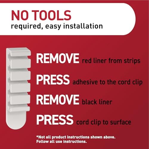 Command 5-Cord Clip Organizer, 4 Clips, 8 Medium Strips - Image 7