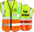 Luminous Safety Vest Customize Logo Outdoor Work Vest with Luminous Hi-Vis Reflective Strips (L, Yellow orange) by YOWESHOP