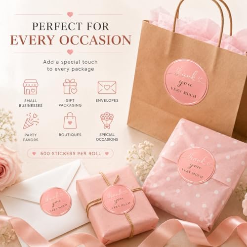 Thank You Stickers, 500 Blush Pink Round, 1.5 Inch - Image 5