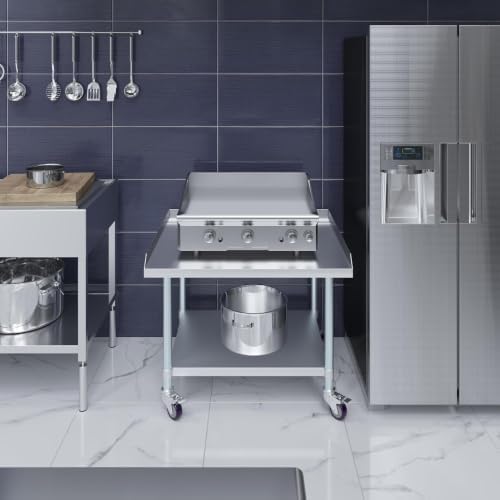 30" x 36" Stainless Steel Rolling Equipment Stand with Wheels | Mobile Commercial Kitchen Work Table for Restaurant, Bakery & Foodservice | NSF Certified - Image 5