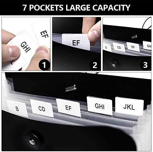 Vertical Accordion File Folder, Expanding File Document Organizer Bag for A4 Letter Size (2 Pack, Black) - Image 4