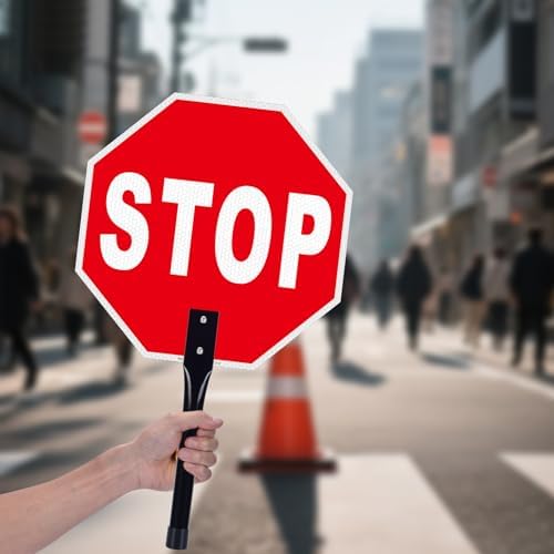 (2 Pack) Stop Go Sign with Handle, 12 x 12 Inches Rust Free Aluminum Reflective, Stop/Go Handheld Traffic Sign, Double Sided, Weather Resistant, Easy to Mount - Image 2