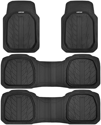 CAR PASS 3 Row Heavy Duty Rubber Car Mats, Deep-Dish All-Weather Floor Mats for 7 Seats 8 Seater 2nd & 3rd, Waterproof Universal Trim to Fit Liner Van,SUV,MPV,7 Passengers Vehicle,(Black 3 Row) by CARPASS