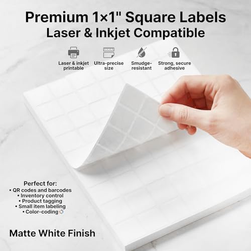 1" X 1" Matte White Printable Labels (30 Sheets, 1890 Stickers) - Image 2