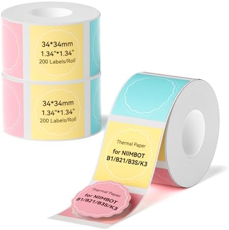 NIIMBOT Thermal Label 3 Packs, Label Size 34×34mm（1.33" x 1.33"）Round Color by NIIMBOT%C2%AE