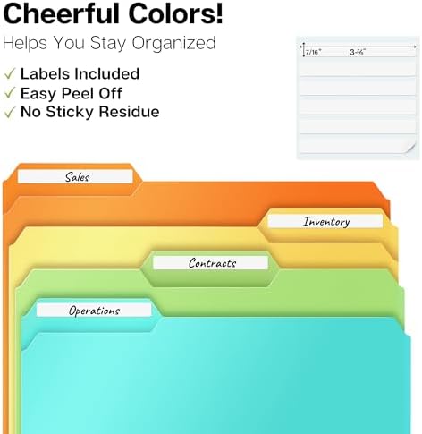 Dunwell Plastic File Folders, 1/3 Tab, Letter Size Documents, 6 Pack - Image 2