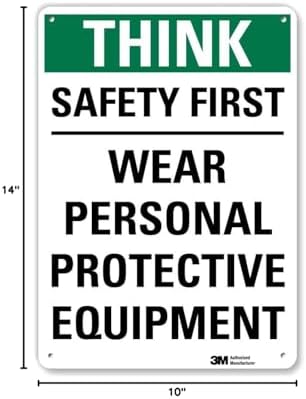 SmartSign “Think - Safety First, Wear Personal Protective Equipment” Sign | 10" x 14" 3M Reflective Aluminum - Image 2